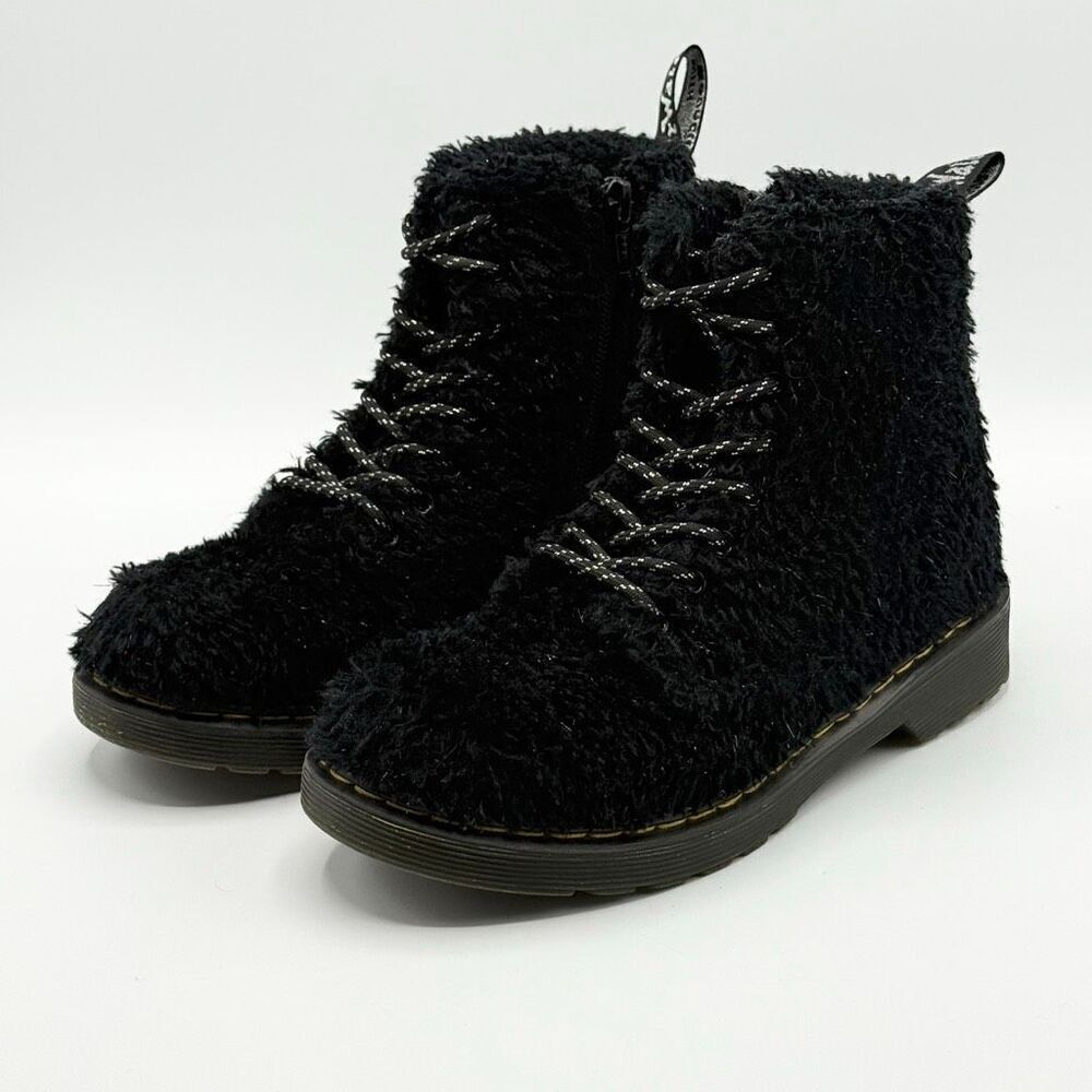 Dr. Martens Kids' 1460 Pascal Tinsel Faux Fur Boots in Black - US Big Kids 1 / E